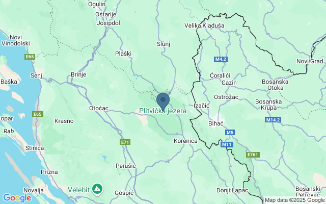 Kaart met locatie Nationaal Park Plitvice